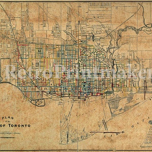 Karte von Toronto und Suburbs, Ontario, Kanada im Jahr 1908. Restaurierung Hardware Home Deco Stil Alte Wand Vintage Vogelansicht Nachdruck Karte.
