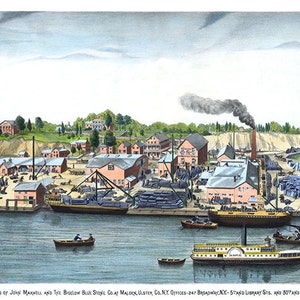 North River Blue Stone Werke von John Maxwell und Bigelow Blue Stone Co. in Malden, Ulster Co. N.Y. NY0011 Vintage Poster Print Karte