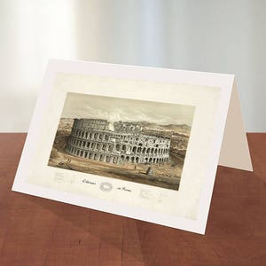 Wenskaart van het Colosseum in Rome, G. Klucken, 1872. Wenskaart met reproductiekaart.