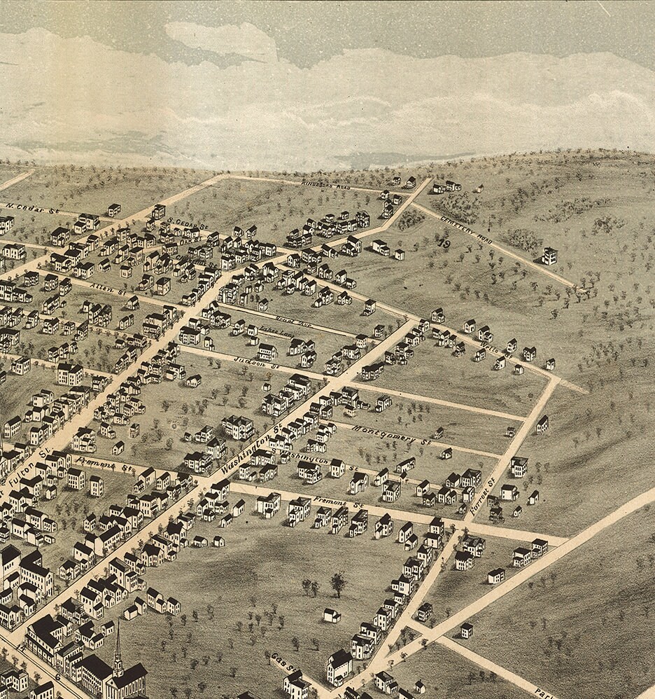 Map of Gloversville Fulton County New York N.Y. 1875. Etsy