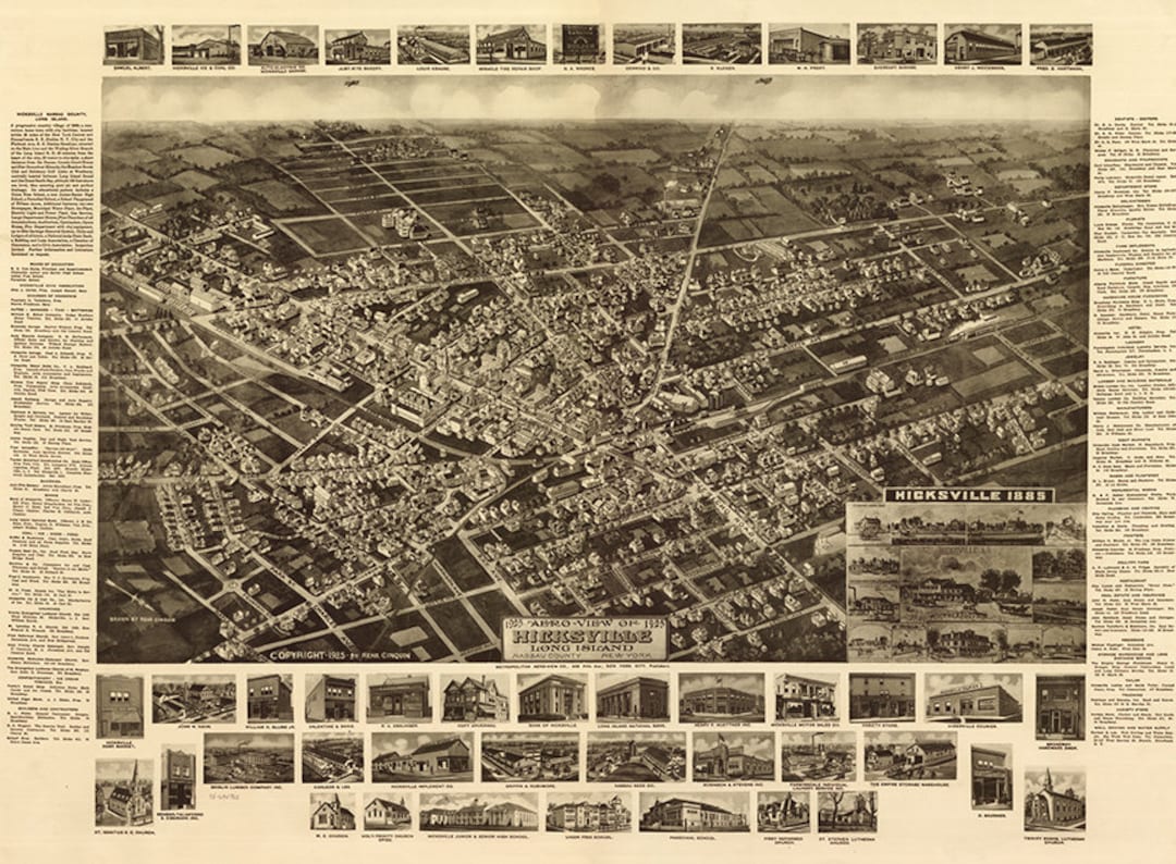 Hicksville, Town of Oyster Bay, Nassau County, Long Island, New York NY 1925. Reproduction