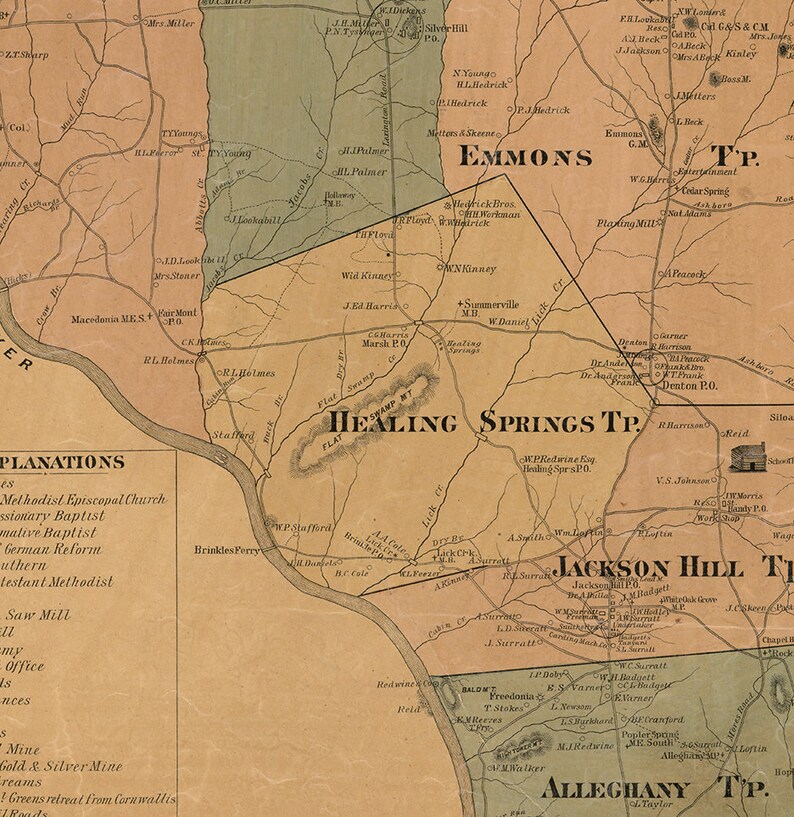 Map of Davidson County North Carolina NC 1890. Vintage Home Etsy