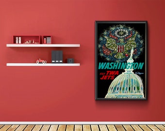 Vintage Travel Poster TWA Washington DC Reproduction