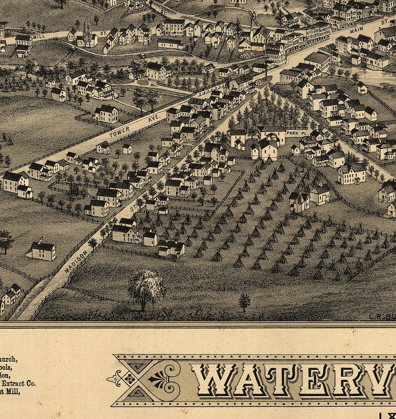 Map of Waterville Oneida Co. New York 1885. Vintage Etsy