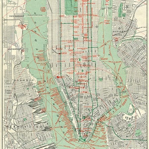 Stadt Manhattan, New York, NY.  Geo. H. Walker & Co. 1898. Reproduktion Vintage-Karte.