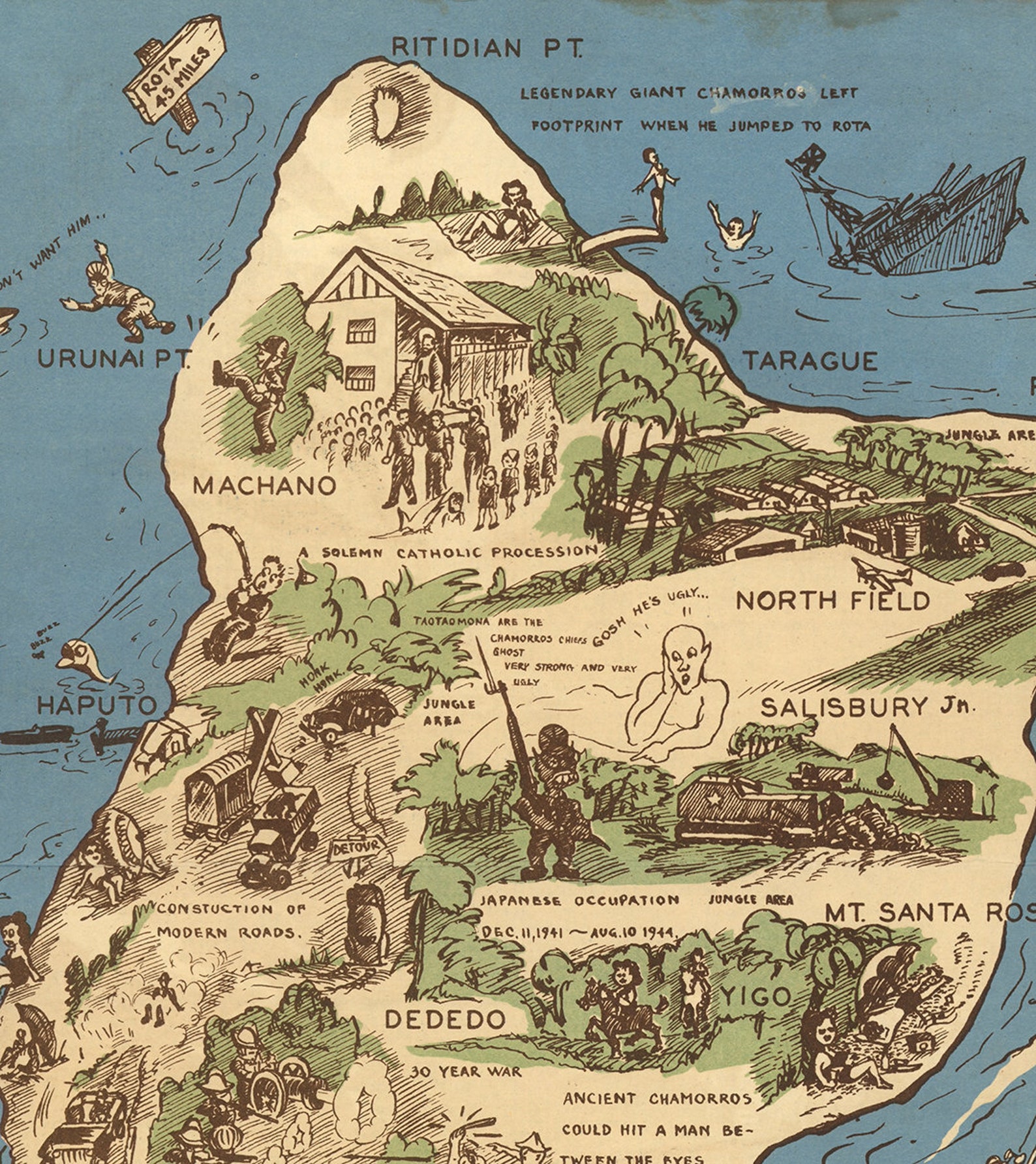 Map of Guam. Restoration Hardware Home Deco Style Old Wall Etsy