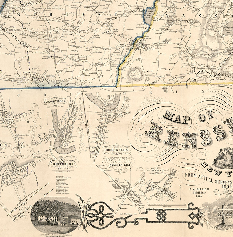 Map of Rensselaer County New York NY 1854 Restoration Etsy