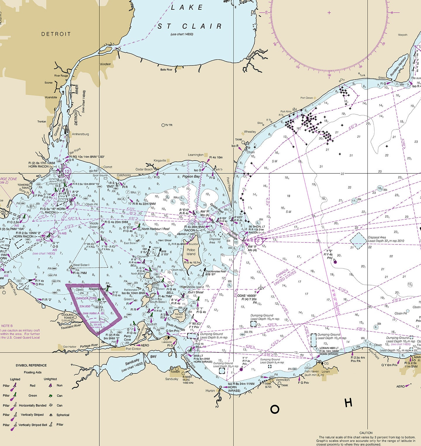 Nautical Charts of Lake Erie. Great Lakes. Lake Ontario. Lake Simcoe.  Nottawasaga Bay 14820. Home Deco Style Old Wall Reproduction Map Print 