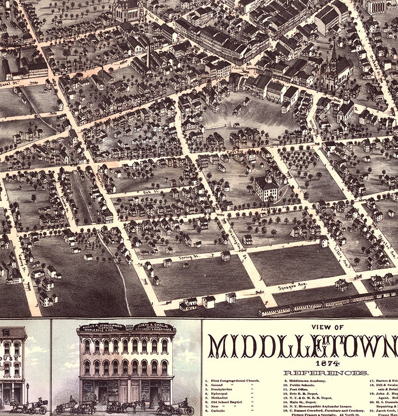 Middletown Orange County New York NY 1874. Vintage Etsy