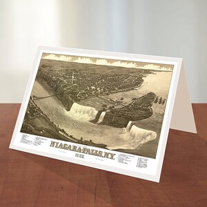 Tarjetas de felicitación de las Cataratas del Niágara, Nueva York. 1882. Reproducción de una antigua pared de estilo art déco, restaurada con hardware vintage.