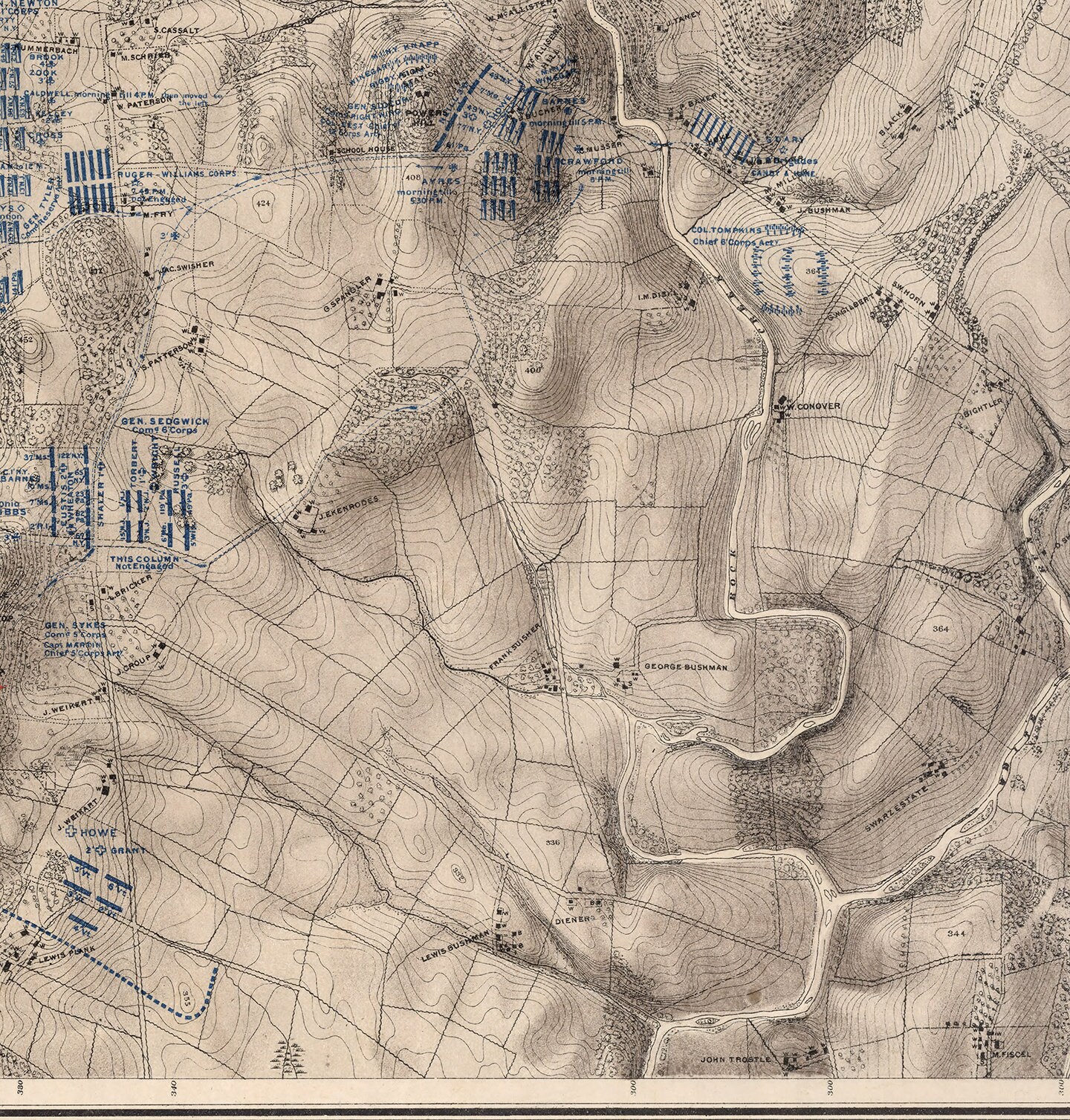 Map of Second Day's Battle. Gettysburg, July 2nd, 1863. 1876. Vintage ...