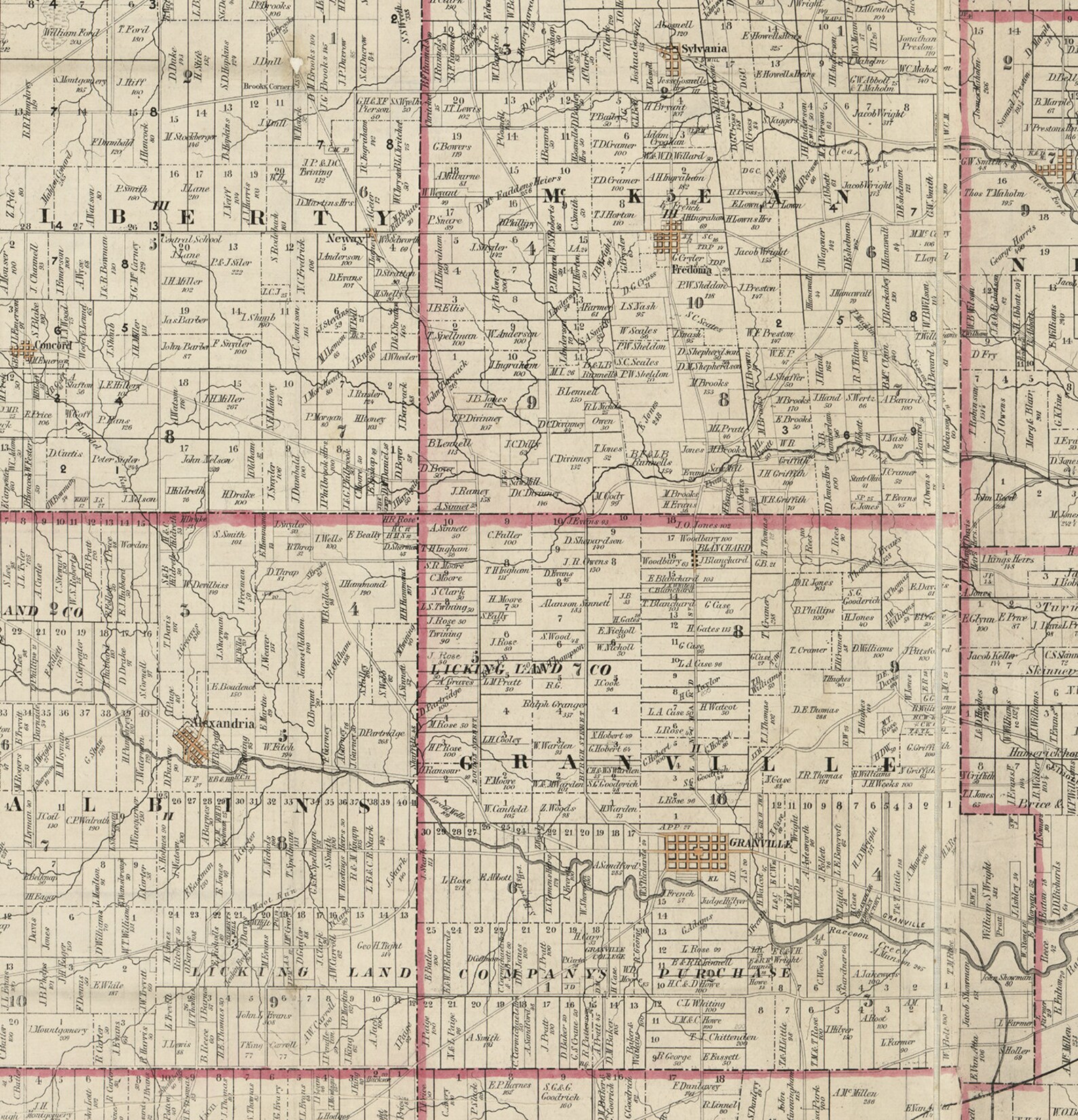 Map of Licking County Ohio. 1854. Vintage Restoration Etsy