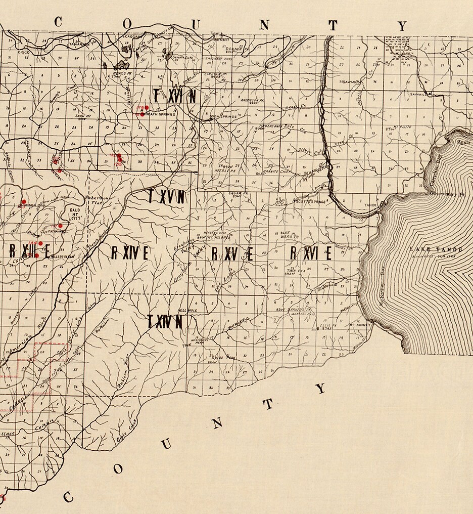 Placer County Map California CA 1902. California State Mining Etsy