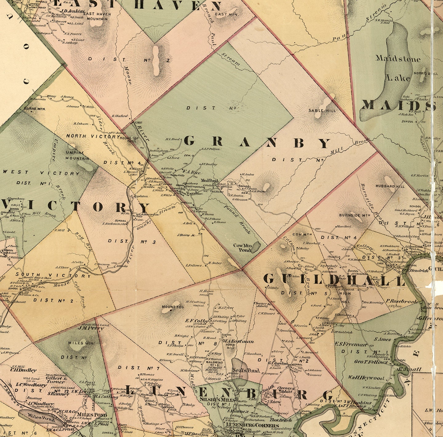 Map of Essex County Vermont. 1878. Vintage home Deco Style Etsy