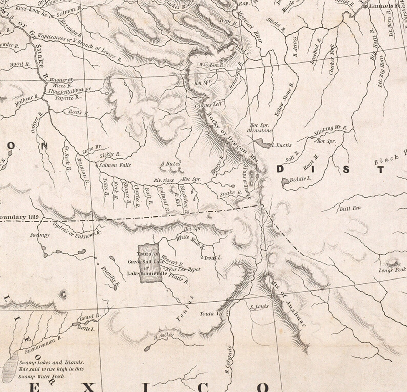 Map of Oregon Territory, West of the Rocky Mountains. Vintage ...