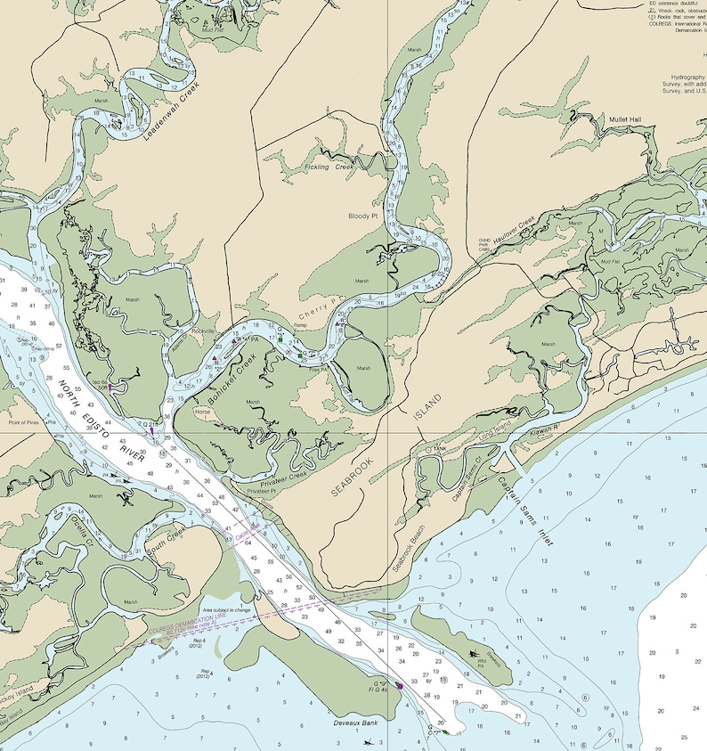 Nautical Charts of Stono and North Edisto Rivers. Seabrook Etsy