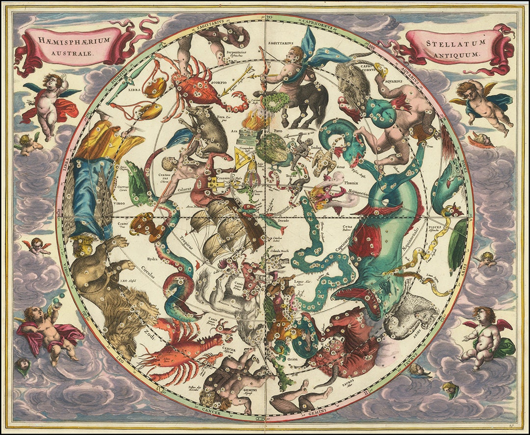 Celestial Chart by Andreas Cellarius - 1661 Celestial Map of the ...