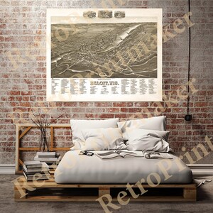 Map of Beloit, Rock Co., Wisconsin, WI 1890. Home Deco Style Old Wall ...