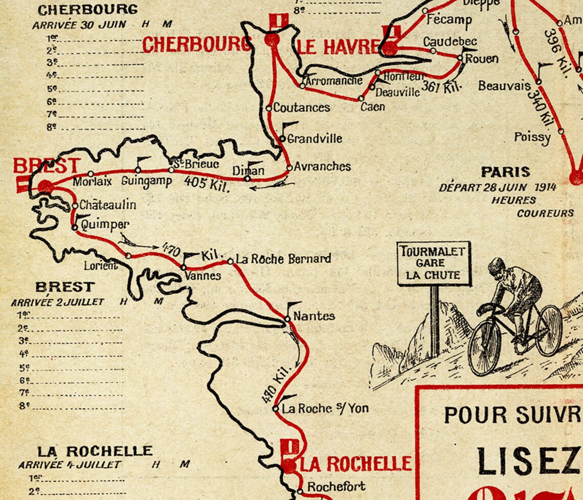 Tour De France Cycliste 12e Annee 1914 With Lists of Teams Etsy