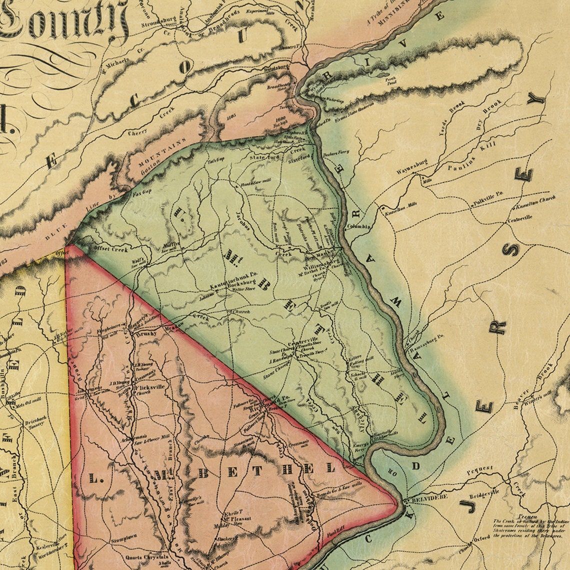 Map of Northampton County. Pennsylvania PA 1851. Etsy