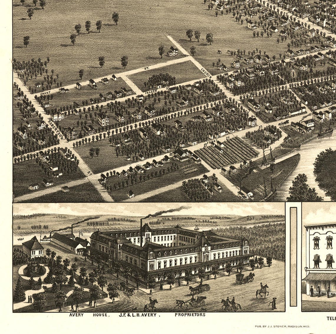 Map of Mt. Clemens County Michigan MI 1881. Vintage Etsy