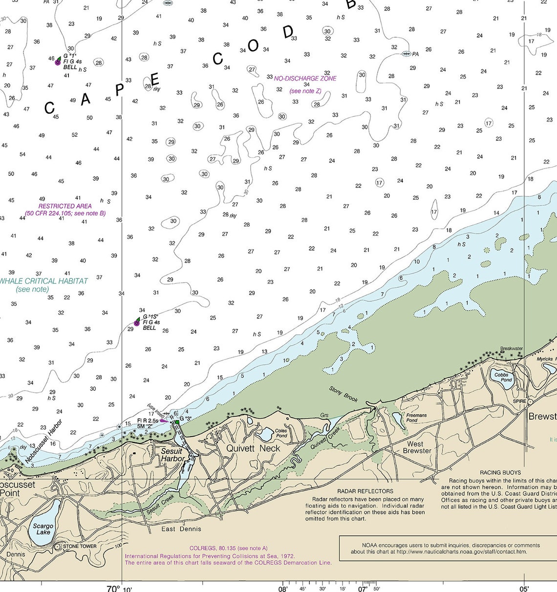 Nautical charts of Wellfleet Harbor 13250. Massachusetts. Etsy