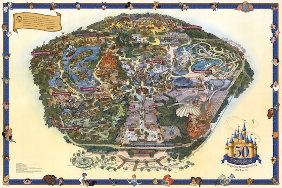 【現金特価】 Disney - Anniversary 50th - Map Disneyland Map Panoramic - ゲーム・おもちゃ・グッズ
