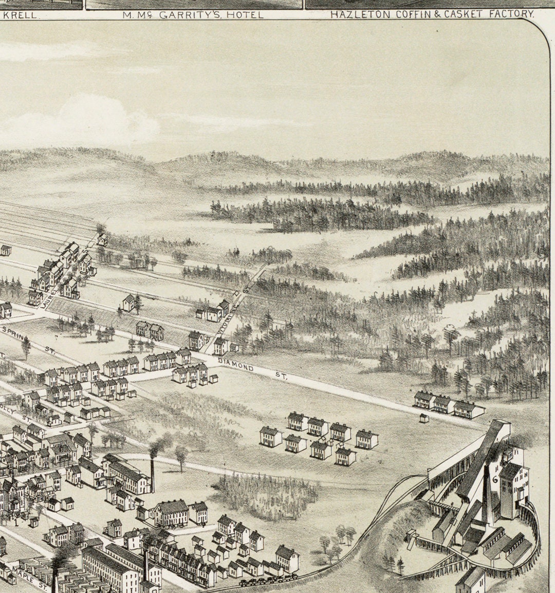Map of Hazleton Luzerne County Pennsylvania 1884 photo