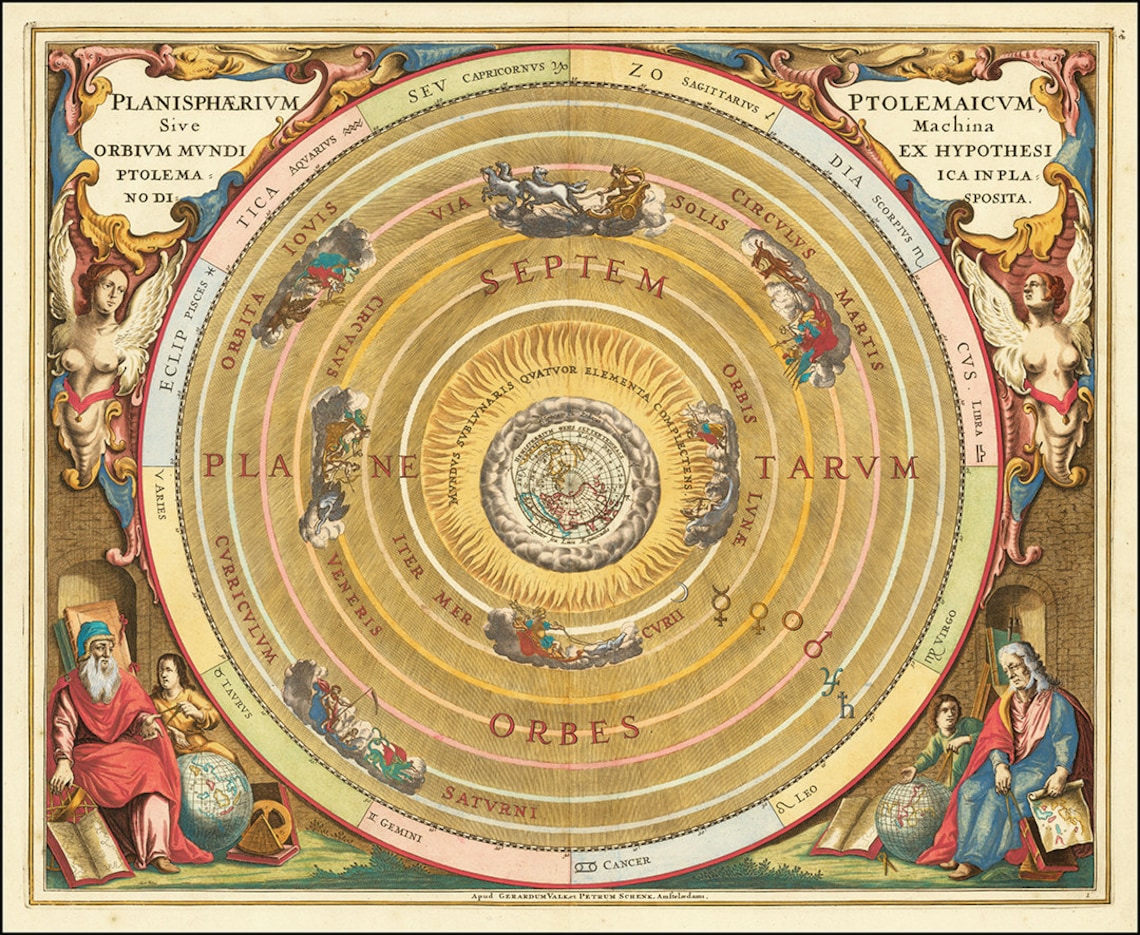 Celestial Chart by Andreas Cellarius - Claudius Ptolemy's Geocentric ...