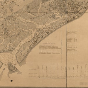 Coast Survey of Charleston Harbor, South Carolina SC 1823, 1824, 1825. Vintage restoration hardware home Deco wall reproduction map print. image 4
