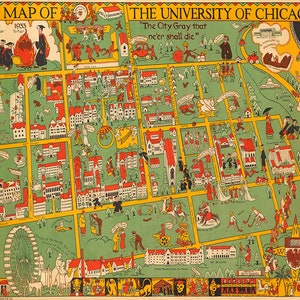 Landkarte Universität von Chicago. Home Deco Stil Alte Reproduktion.