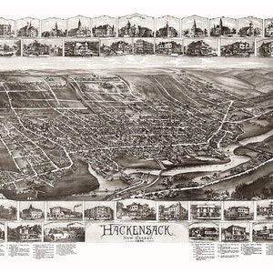 Hackensack, Bergen County, New Jersey NJ, 1896.  Vintage Restaurierung Hardware Zu Hause Deco Style alte Wand Reproduktion Karte drucken.