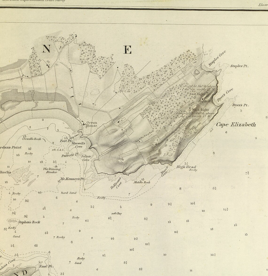 Nautical Chart of Richmond's Island Maine ME 1851. Etsy
