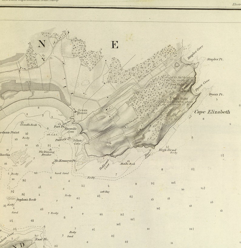 Nautical Chart of Richmond's Island Maine ME 1851. | Etsy