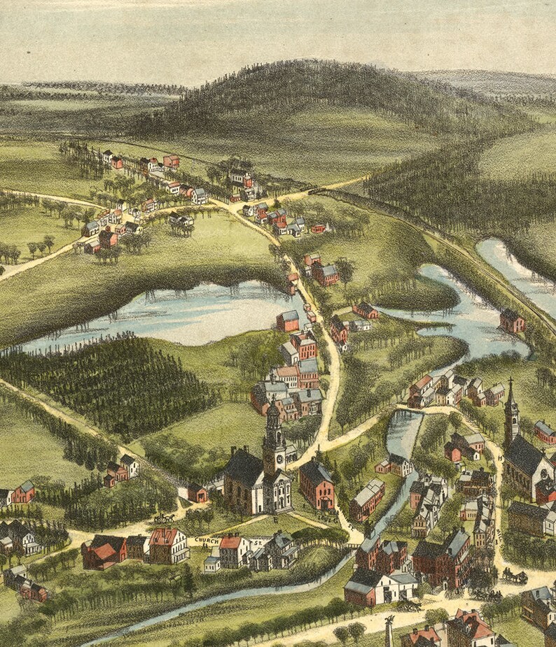 Map of Northborough Worcester County Massachusetts MA. Etsy