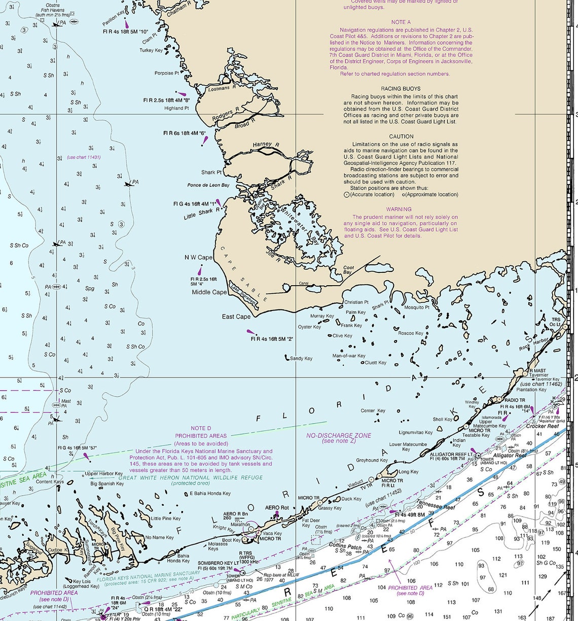 Nautical charts of Havana to Tampa Bay Florida Gulf Coast Etsy
