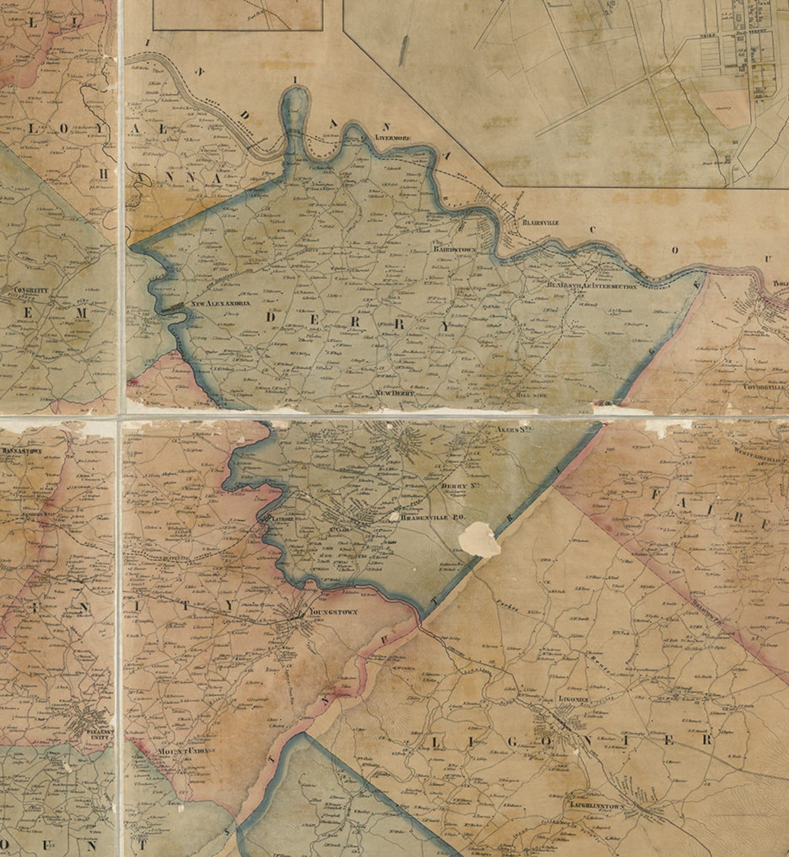 Map of Westmoreland County Pennsylvania Pa. 1857. Vintage Etsy