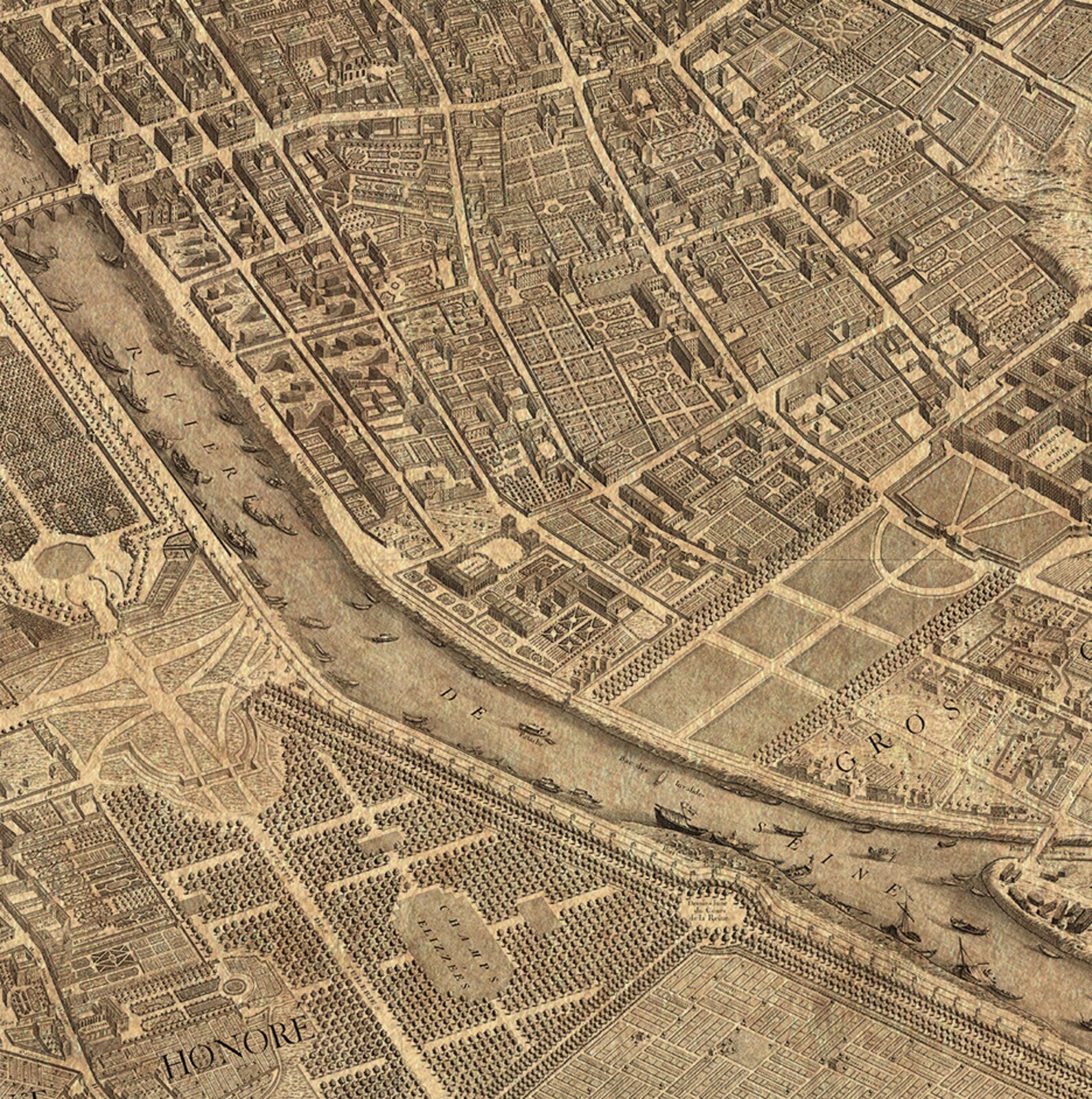 Map of Paris, France, 1739 by Michel-etienne Turgot. Highly Detailed ...