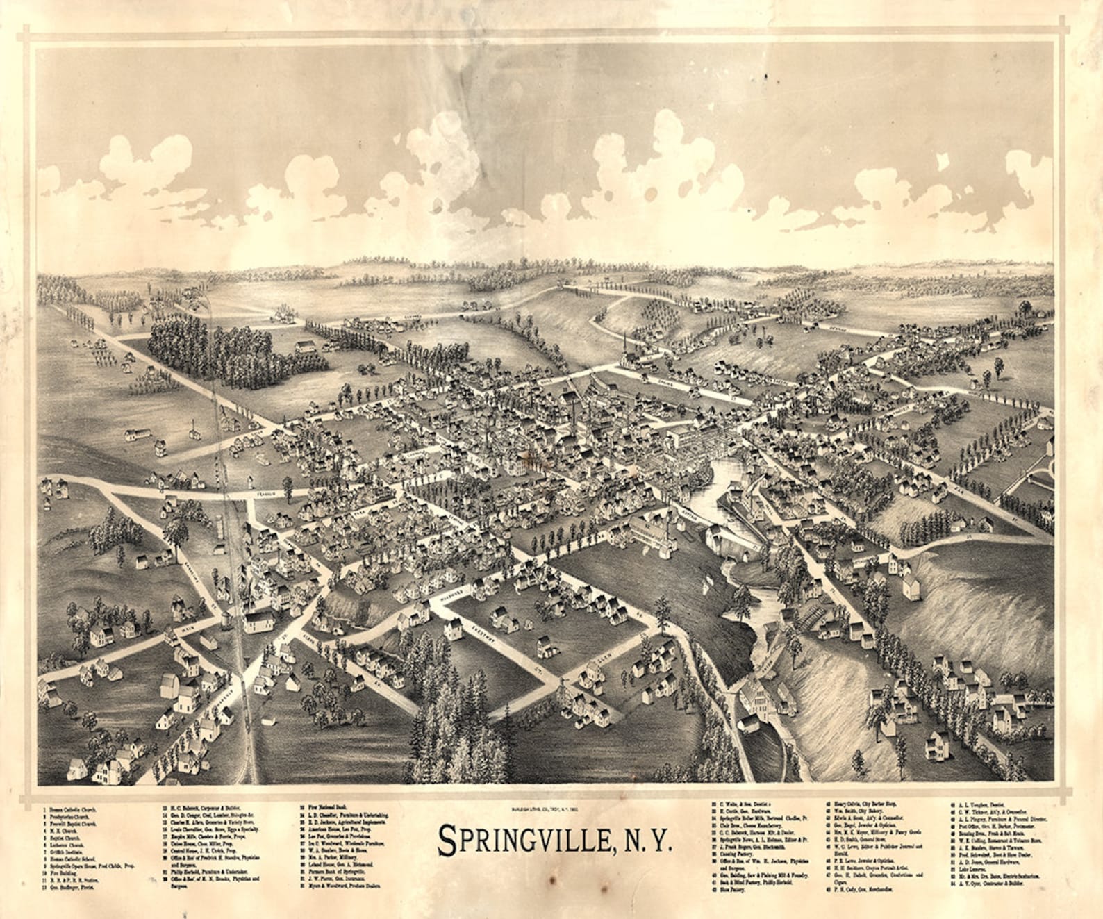 Springville Ny 1892 Vintage City Maps Restored City M vrogue.co