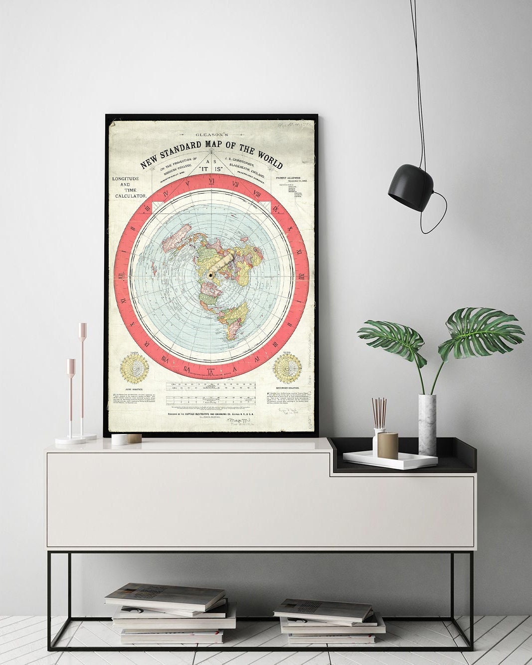 Gleason's New Standard Map of the World 1892. Vintage 