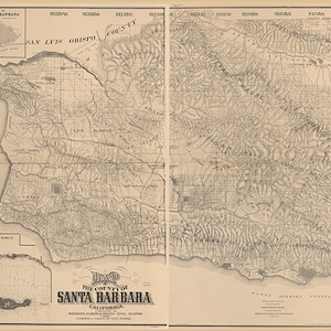 Karte von Santa Barbara County, Kalifornien 1884.