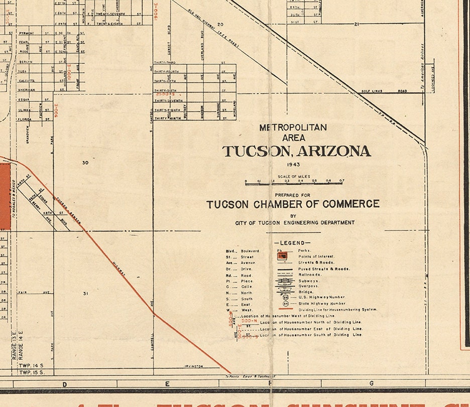 Downtown Tucson Arizona Map Tucson Arizona Map Art Print Poster