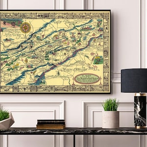 Bildkarte der Appalachen. Giclée Kartenreproduktion