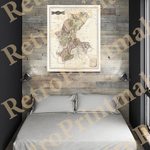 Kaart van Zacatecas. Mexico 1886. Vintage restauratiehardware home deco-stijl oude muurreproductie kaartafdruk.