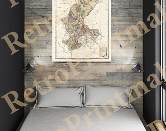 Map of Zacatecas. Mexico 1886. Vintage restoration hardware home Deco Style old wall reproduction map print.