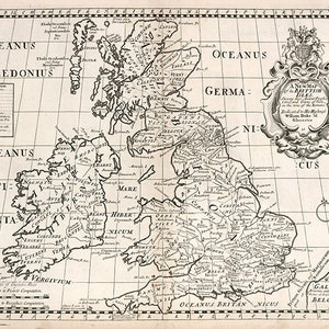 Carte des îles britanniques, 1700. Reproduction d'une carte murale ancienne de style déco pour la maison avec quincaillerie de restauration vintage.