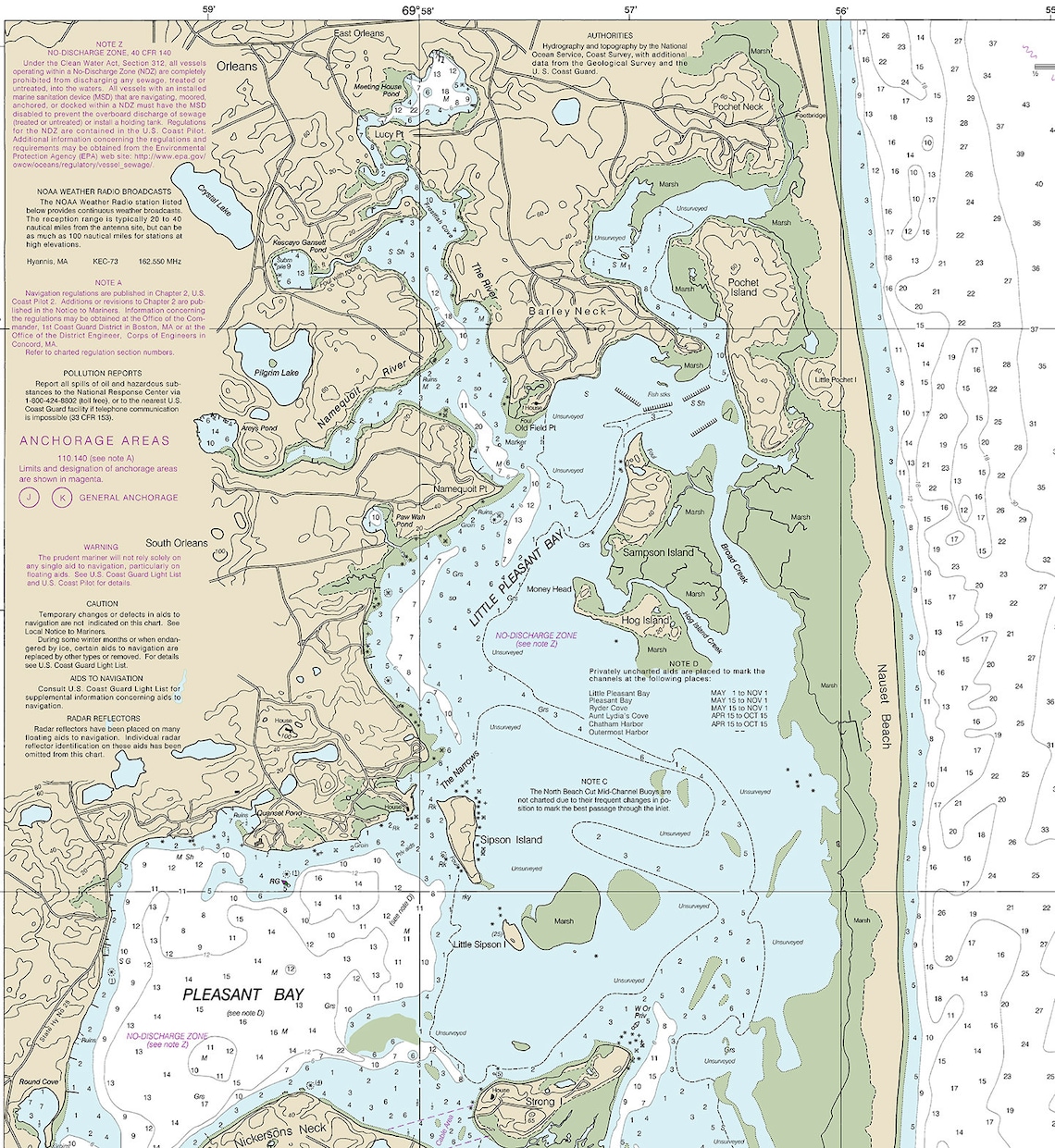 Nautical Charts of Chatham Harbor and Pleasant Bay 13248. Etsy UK