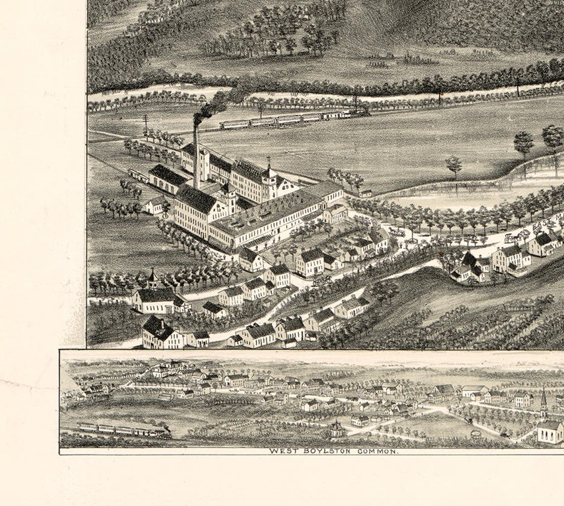 Map of West Boylston Worcester County Massachusetts MA. Etsy