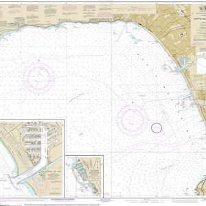 NOAA Carte nautiche Baia di Santa Monica, King Harbor, California 18744 Mappa riproduttiva.