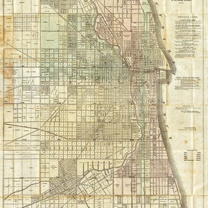 Karte von Chicago, Illinois IL, 1857. Restaurierung Hardware Home Deco Stil alte Mauer Vintage Nachdruck.